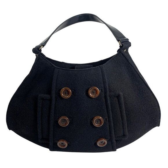 Kate Spade New York Cadee Beantown Hobo Bag Black Felt Wool *Peacoat Look* - Picture 1 of 11